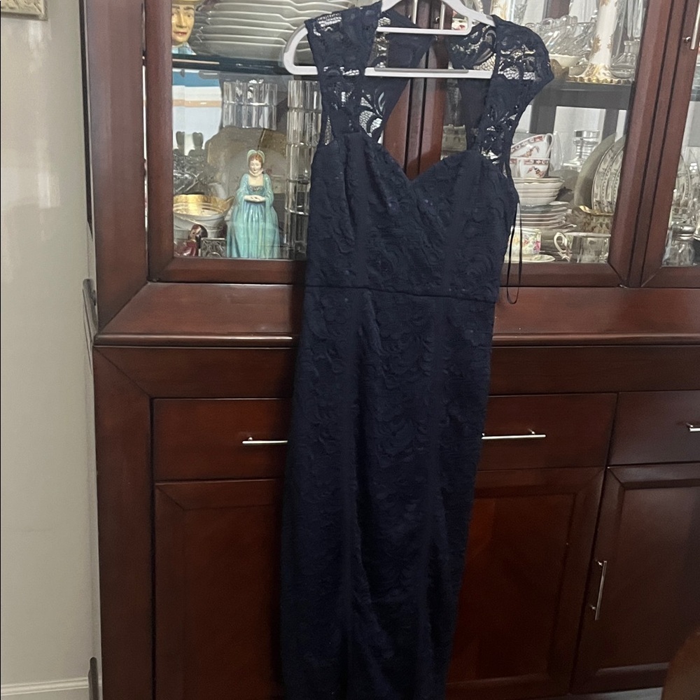Elegant Navy Lace Dress new dry cleaned no tags!